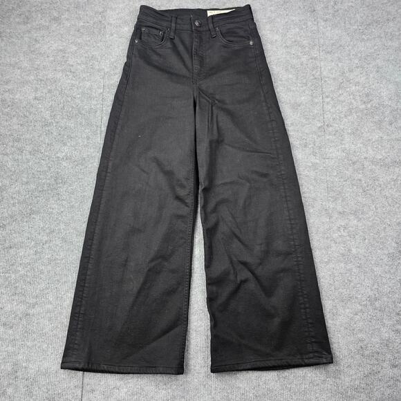 Rag & Bone Jeans Womens 24 Sofie Black High Rise Wide Leg Featherweight Classic - Picture 1 of 8